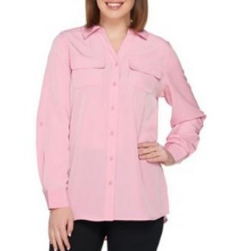 Denim & Co Button Front Soft Utility Tunic 1380 - image 1